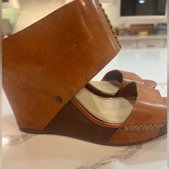 Trask Brown Leather Riki Wedge Sandal Anthropologie  - Size 8 - Picture 7 of 11